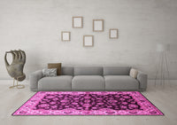 Machine Washable Oriental Pink Industrial Rug, wshurb2963pnk