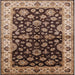 Square Mid-Century Modern Bakers Brown Oriental Rug, urb2963