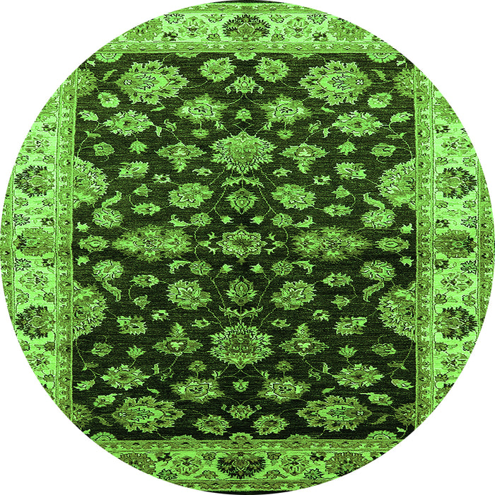 Round Oriental Green Industrial Rug, urb2963grn