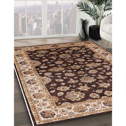 Mid-Century Modern Bakers Brown Oriental Rug in Family Room, urb2963