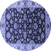 Round Machine Washable Oriental Blue Industrial Rug, wshurb2963blu