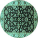 Round Oriental Turquoise Industrial Rug, urb2963turq