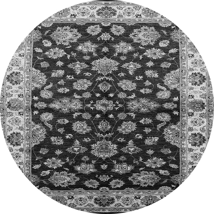 Round Machine Washable Oriental Gray Industrial Rug, wshurb2963gry
