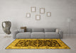 Machine Washable Oriental Yellow Industrial Rug in a Living Room, wshurb2963yw