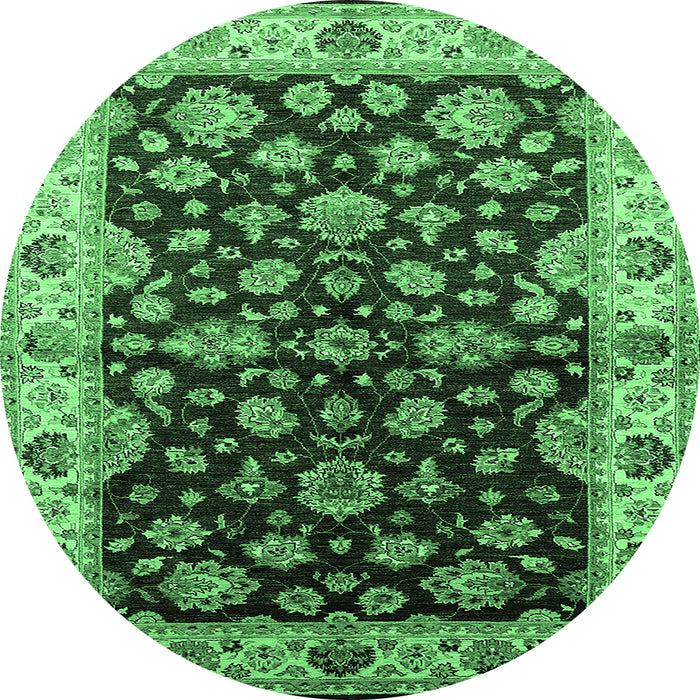 Round Oriental Emerald Green Industrial Rug, urb2963emgrn