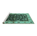 Sideview of Machine Washable Oriental Turquoise Industrial Area Rugs, wshurb2963turq