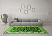 Machine Washable Oriental Green Industrial Area Rugs in a Living Room,, wshurb2963grn