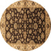 Round Oriental Brown Industrial Rug, urb2963brn