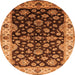 Round Machine Washable Oriental Orange Industrial Area Rugs, wshurb2963org