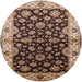 Round Mid-Century Modern Bakers Brown Oriental Rug, urb2963