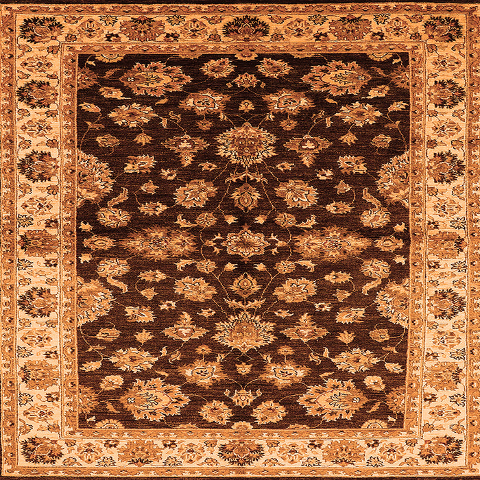 Square Machine Washable Oriental Orange Industrial Area Rugs, wshurb2963org