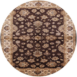 Round Machine Washable Industrial Modern Bakers Brown Rug, wshurb2963
