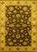 Machine Washable Oriental Yellow Industrial Rug, wshurb2963yw