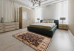 Mid-Century Modern Bakers Brown Oriental Rug in a Bedroom, urb2963