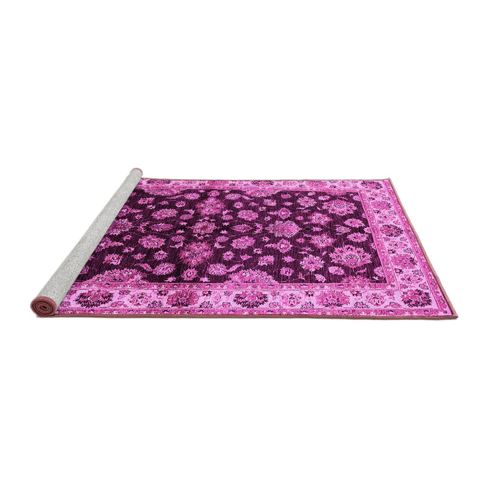 Sideview of Machine Washable Oriental Pink Industrial Rug, wshurb2963pnk