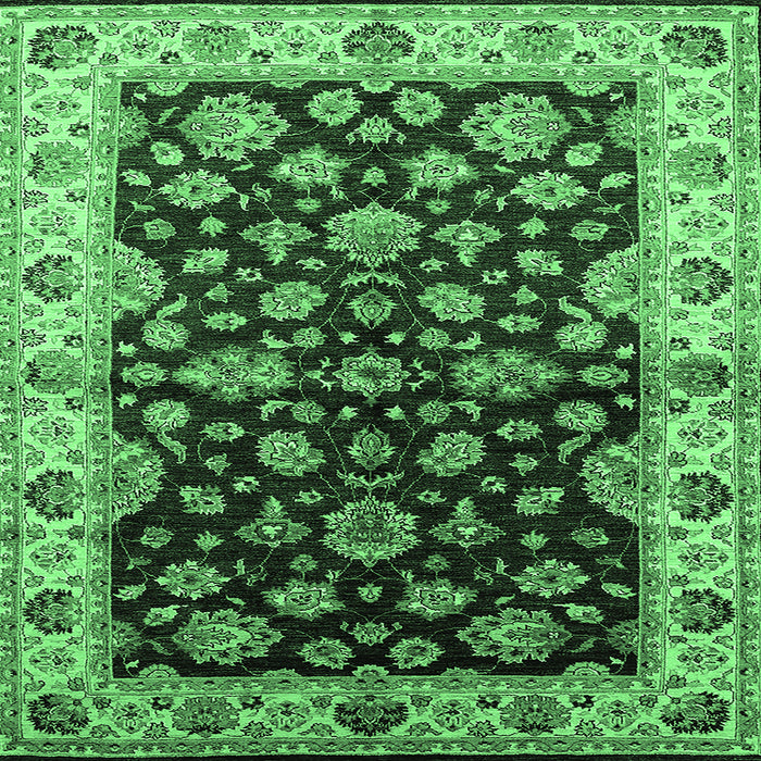 Square Oriental Emerald Green Industrial Rug, urb2963emgrn