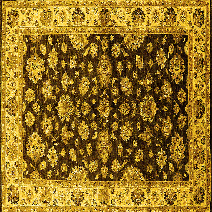 Square Machine Washable Oriental Yellow Industrial Rug, wshurb2963yw