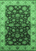 Machine Washable Oriental Emerald Green Industrial Area Rugs, wshurb2963emgrn