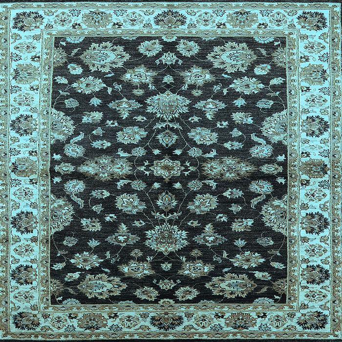 Square Machine Washable Oriental Light Blue Industrial Rug, wshurb2963lblu