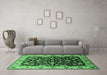 Machine Washable Oriental Emerald Green Industrial Area Rugs in a Living Room,, wshurb2963emgrn