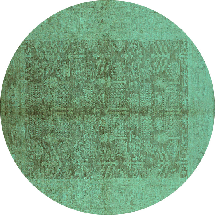 Round Machine Washable Oriental Turquoise Industrial Area Rugs, wshurb2964turq
