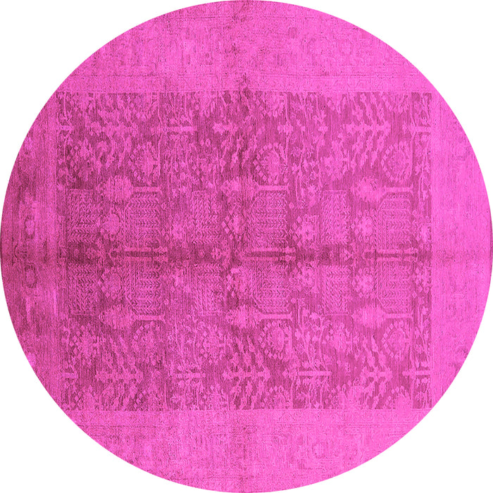 Round Machine Washable Oriental Pink Industrial Rug, wshurb2964pnk