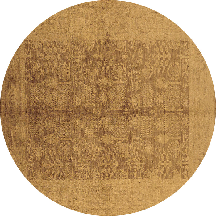 Round Machine Washable Oriental Brown Industrial Rug, wshurb2964brn