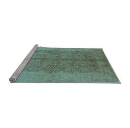 Sideview of Machine Washable Oriental Light Blue Industrial Rug, wshurb2964lblu