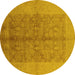 Round Oriental Yellow Industrial Rug, urb2964yw