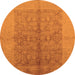 Round Machine Washable Oriental Orange Industrial Area Rugs, wshurb2964org