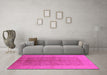 Machine Washable Oriental Pink Industrial Rug in a Living Room, wshurb2964pnk