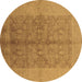 Round Oriental Brown Industrial Rug, urb2964brn