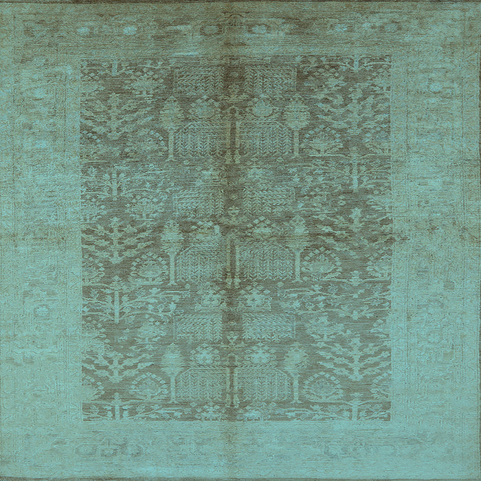 Square Machine Washable Oriental Light Blue Industrial Rug, wshurb2964lblu