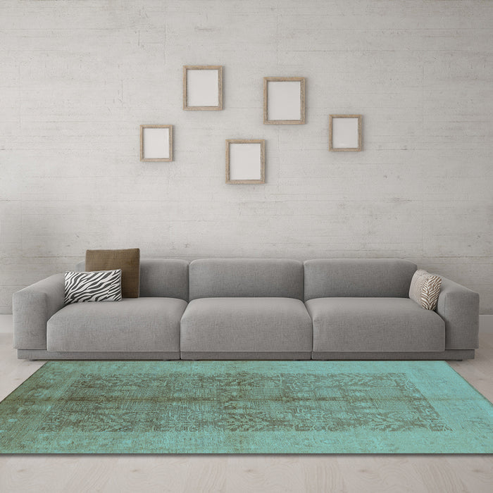 Machine Washable Oriental Light Blue Industrial Rug in a Living Room, wshurb2964lblu