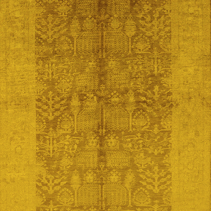 Machine Washable Oriental Yellow Industrial Rug, wshurb2964yw