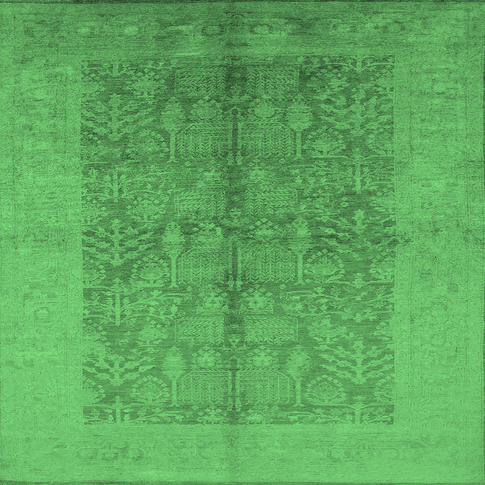 Square Machine Washable Oriental Emerald Green Industrial Area Rugs, wshurb2964emgrn