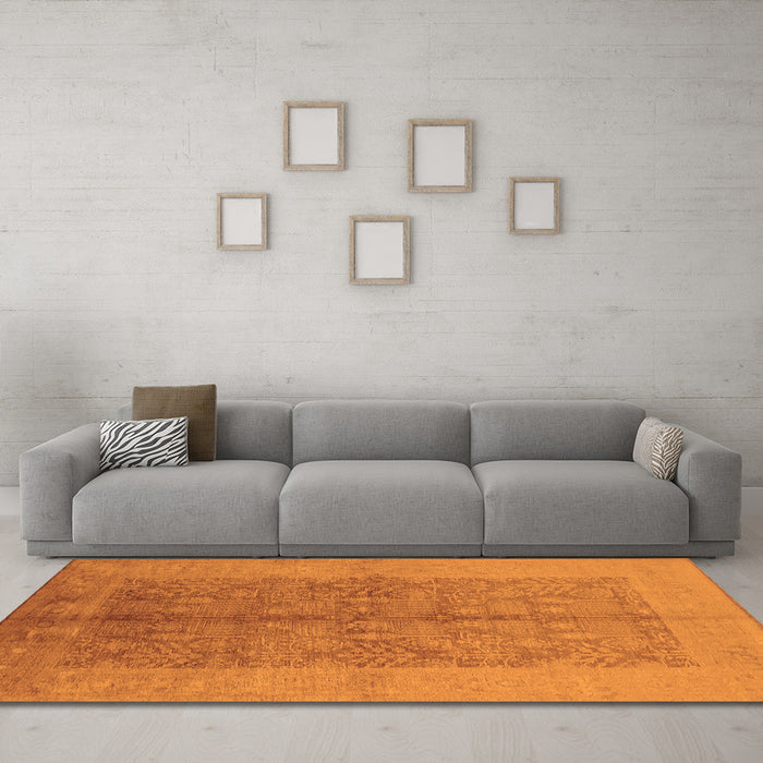 Machine Washable Oriental Orange Industrial Area Rugs in a Living Room, wshurb2964org