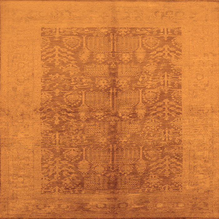 Square Machine Washable Oriental Orange Industrial Area Rugs, wshurb2964org