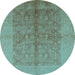 Round Oriental Light Blue Industrial Rug, urb2964lblu