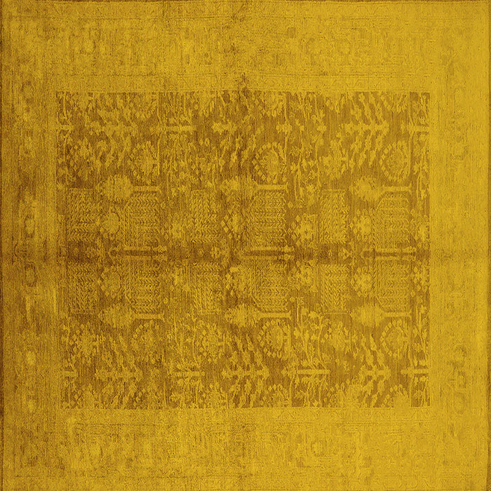 Square Machine Washable Oriental Yellow Industrial Rug, wshurb2964yw