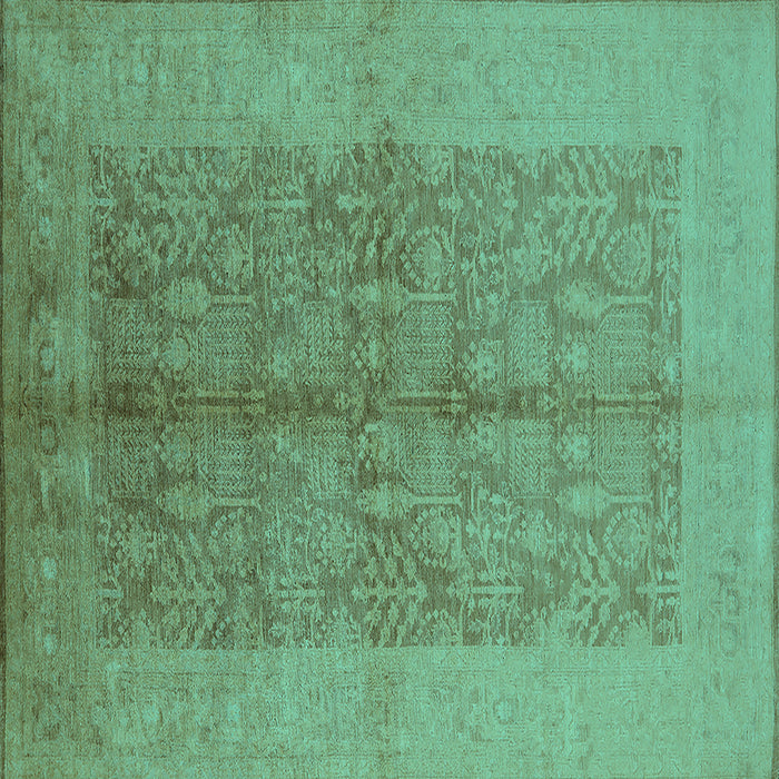 Square Oriental Turquoise Industrial Rug, urb2964turq