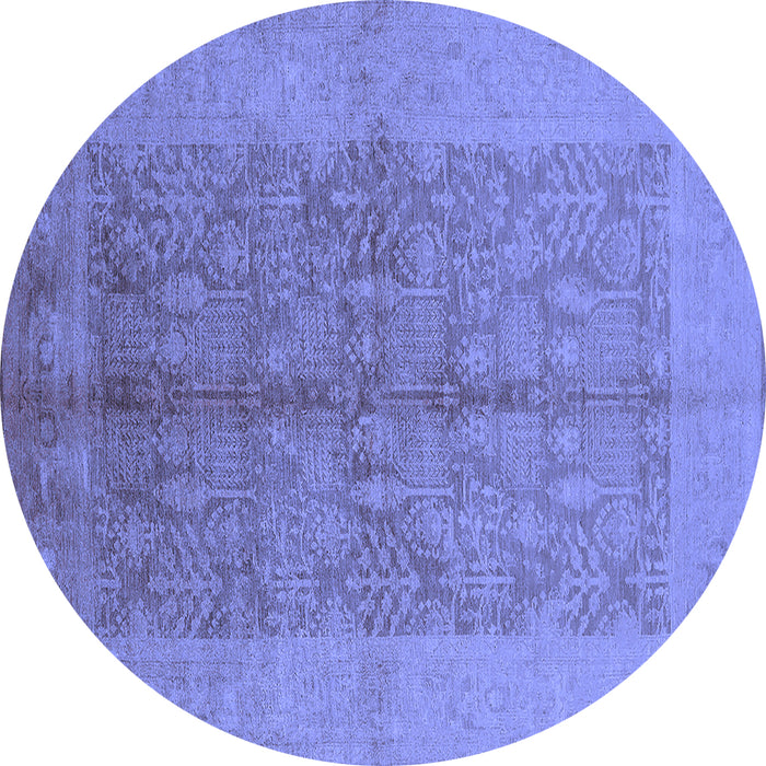 Round Oriental Blue Industrial Rug, urb2964blu