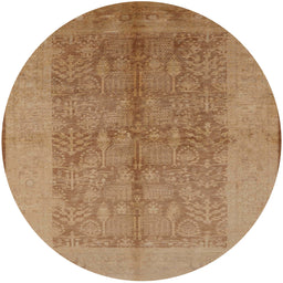 Round Mid-Century Modern Brown Oriental Rug, urb2964