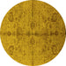 Round Oriental Yellow Industrial Rug, urb2965yw