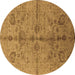 Round Oriental Brown Industrial Rug, urb2965brn