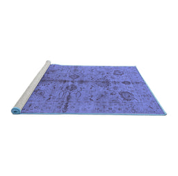 Sideview of Machine Washable Oriental Blue Industrial Rug, wshurb2965blu