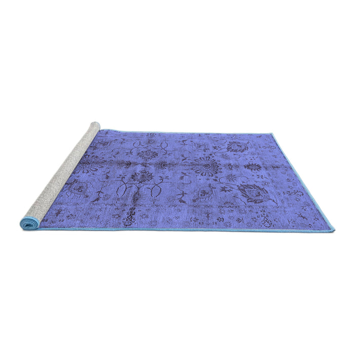 Sideview of Machine Washable Oriental Blue Industrial Rug, wshurb2965blu