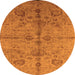 Round Machine Washable Oriental Orange Industrial Area Rugs, wshurb2965org