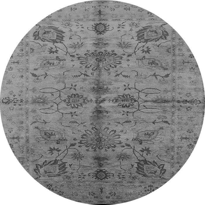 Round Machine Washable Oriental Gray Industrial Rug, wshurb2965gry