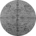 Round Machine Washable Oriental Gray Industrial Rug, wshurb2965gry